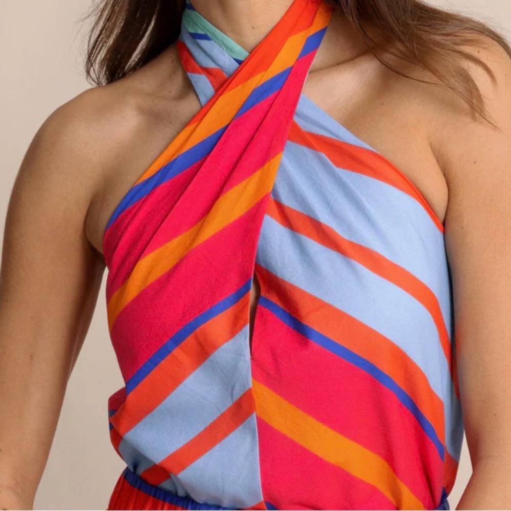 Southern Tide - Fallon Calypso Cay Stripe Halter Top - Size L